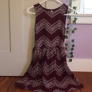 Maroon and white striped dress